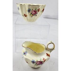 Paragon Fine China Creamer and Sugar‎ Bowl Set Floral Gold Trim England